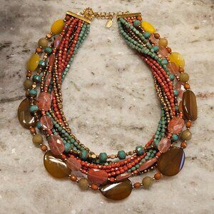 RARE STATEMENT JOSE & MARIA BARRERA SUMMER CRYSTAL STONE MULTI STRAND NECKLACE